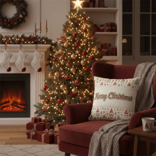 Cozy Scandinavian Christmas Gnome Throw Pillow