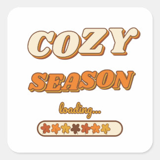 Cozy Season Loading... Retro 70s Autumn Typography Square Sticker