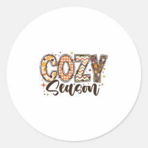 Cozy Season Pumpkin Autumn Fall Y'all Leaves Thank Classic Round Sticker
