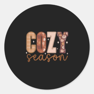 Cozy Season Pumpkin Autumn Fall Y'all Leaves Thank Classic Round Sticker