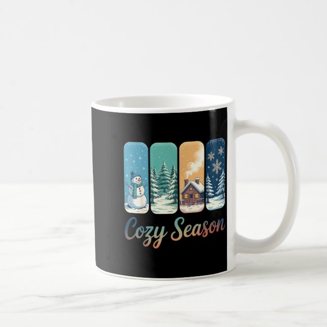 Cozy Season Winter Wonderland Cabin Snowman Snowfl Coffee Mug (Right)