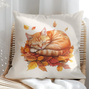 Cozy Sleeping Ginger Cat Pillow – Cream Edition