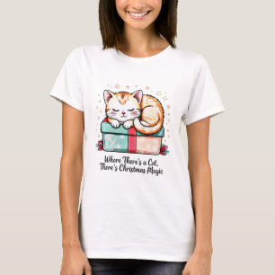 Cozy Sleeping Kitten - Christmas Cat Lover Gift T-Shirt