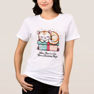 Cozy Sleeping Kitten - Christmas Cat Lover Gift Tri-Blend Shirt
