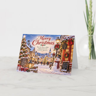 Cozy Snowy Village Christmas Card