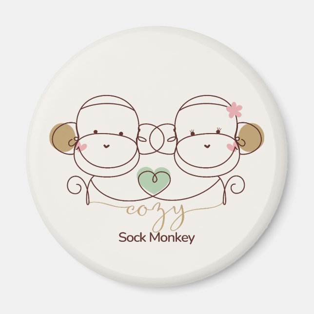 Cozy Sock Monkey Magnet (Front)