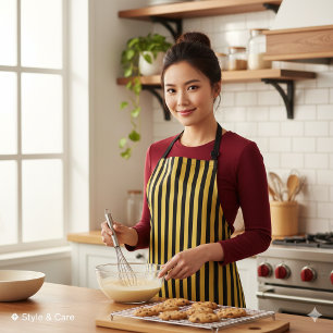 Cozy Soft Metallic Gold and Black Stripe Pattern Apron