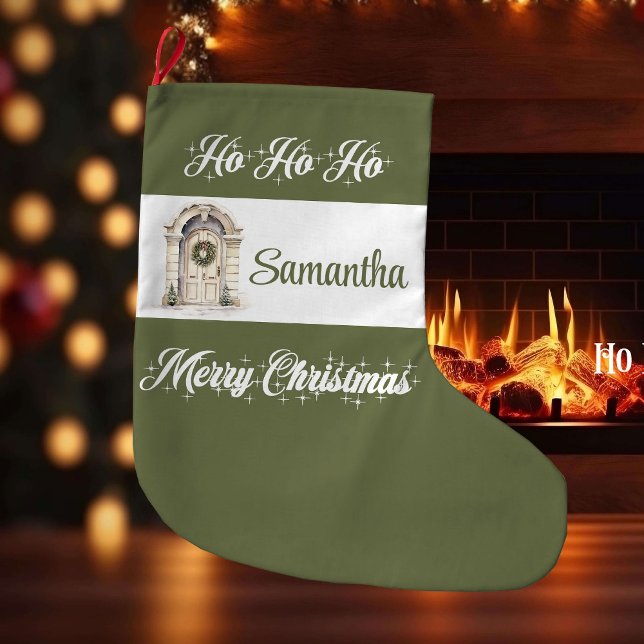 Cozy soft pastel Nordic personalized christmas  Large Christmas Stocking (Cozy soft pastel Nordic personalized christmas stocking

)