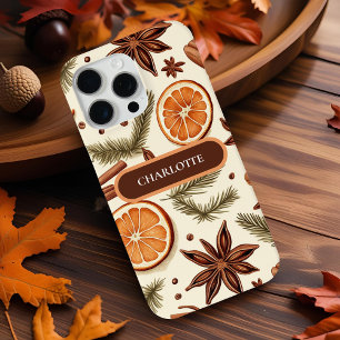 Cozy Spice Pattern – Custom Name iPhone 15 Pro Max Case
