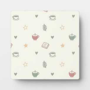 Cozy Tea Books Candle Pattern Soft Plaque