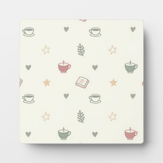 Cozy Tea Books Candle Pattern Soft Plaque (Front)