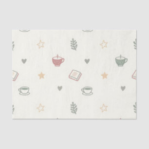 Cozy Tea Books Candle Pattern Soft Tissue Paper