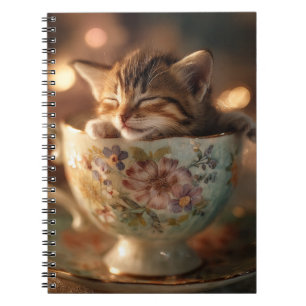 Cozy Teacup Kitten Spiral Notebook
