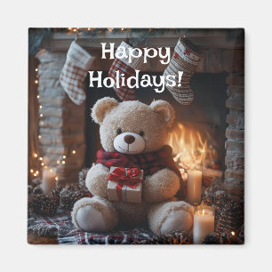 Cozy Teddy Bear Holiday Design Magnet