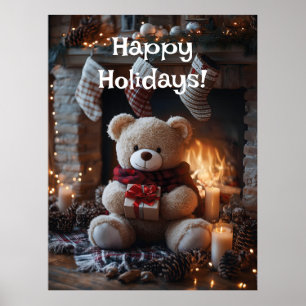 Cozy Teddy Bear Holiday Design Poster