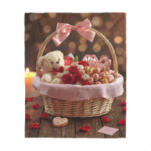 Cozy Teddy Rose Basket Romantic Valentine
