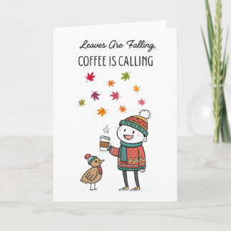 Cozy Thanksgiving Card with Turkey & Coffee