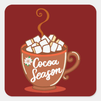 Cozy up with this sweet Cocoa Season design Square Sticker