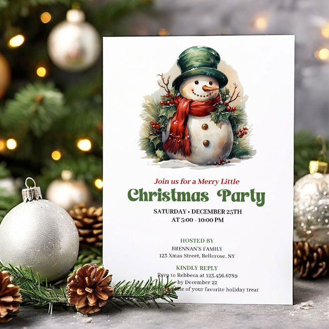 Cozy Victorian Christmas Snowman Dinner Invite (Cozy Victorian Christmas Angel Dinner Invite)