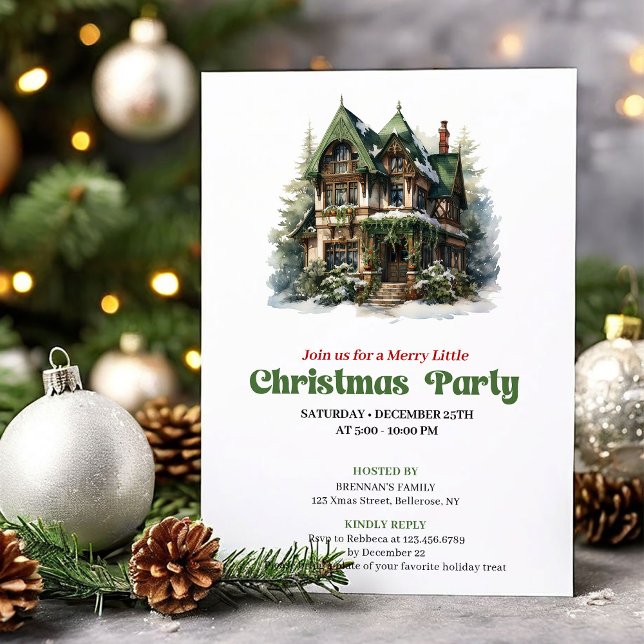 Cozy vintage Christmas house party invitation (Cozy vintage Christmas angel party invitation

)