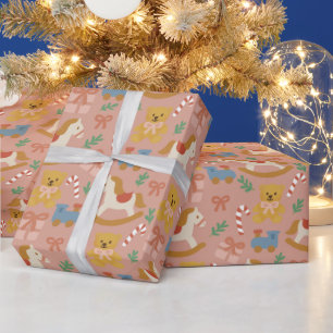 Cozy Vintage Christmas Toys Wrapping Paper Roll