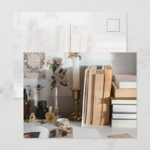 Cozy Vintage Desk Aesthetic Postcard