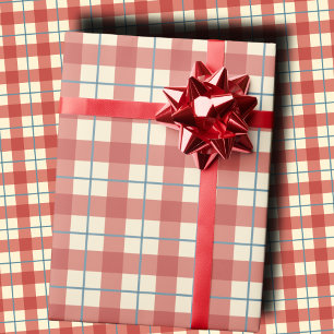 Cozy Vintage Plaid Dusty Rose and Cream Holiday Wrapping Paper