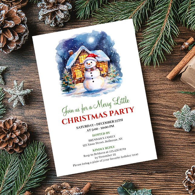 Cozy Watercolor Christmas Scene Festive Invite (Cozy Watercolor Christmas Scene Festive Invite)
