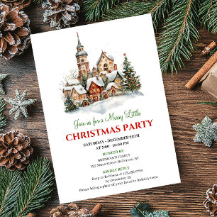 Cozy watercolor Christmas scene party invitation