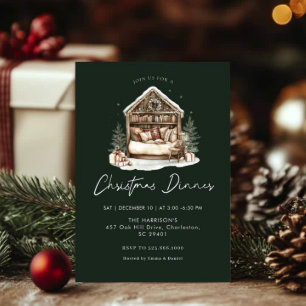 Cozy watercolor  Holiday Dinner Christmas Invitation