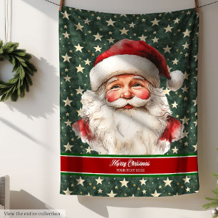 Cozy Watercolor Santa Claus Christmas Blanket