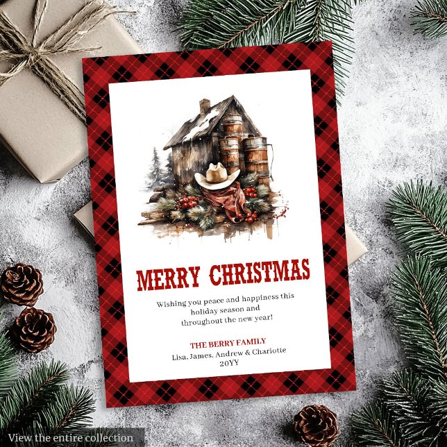 Cozy Western Buffalo Plaid Holiday Greeting Card (Cozy Western Buffalo Plaid Holiday Greeting)