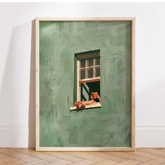 Cozy Window Reading Oil Painting Poster