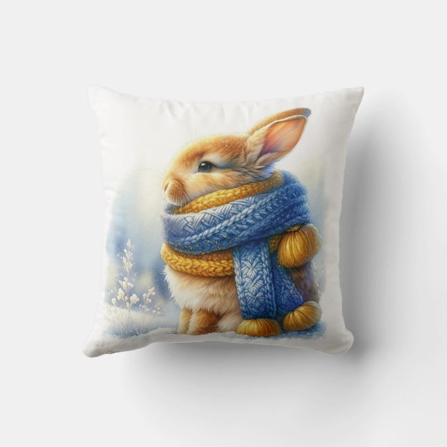 Cozy Winter Bunny Rabbit Cushion (Back)