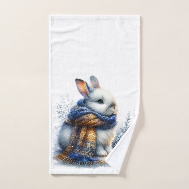 Cozy Winter Bunny Rabbit Hand Towel (Hand Towel)