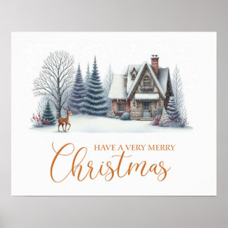 Cozy Winter Cabin “Have a Very Merry Christmas" Poster