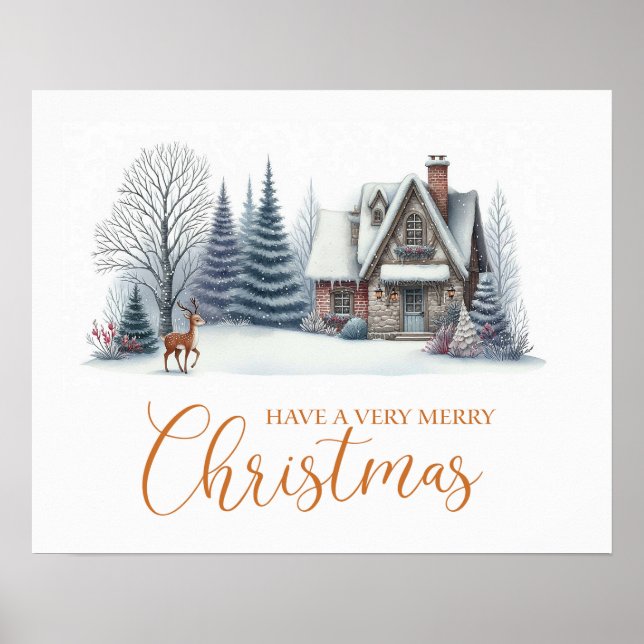 Cozy Winter Cabin “Have a Very Merry Christmas" Poster (Front)