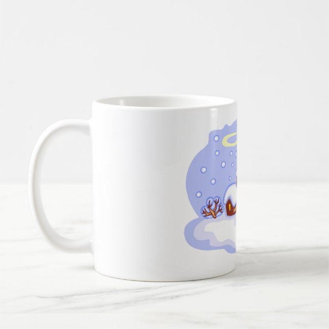 Cozy Winter Cabin in Snow Frosty Landscape Coffee Mug (Left)