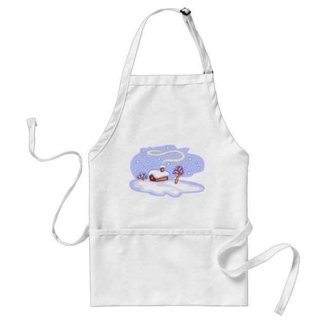 Cozy Winter Cabin in Snow Frosty Landscape Standard Apron (Front)