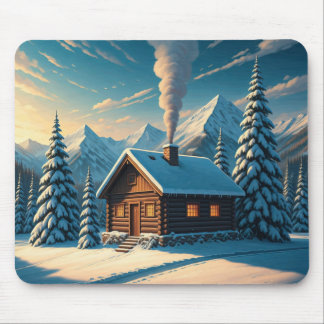 Cozy Winter Cabin Mouse pad