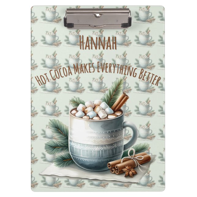 Cozy Winter Cocoa Marshmallow Mug Scene Clipboard (Front)