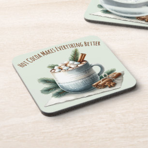 Cozy Winter Cocoa Marshmallow Mug Scene Coaster