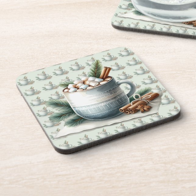 Cozy Winter Cocoa Marshmallow Scene Coaster (Left Side)