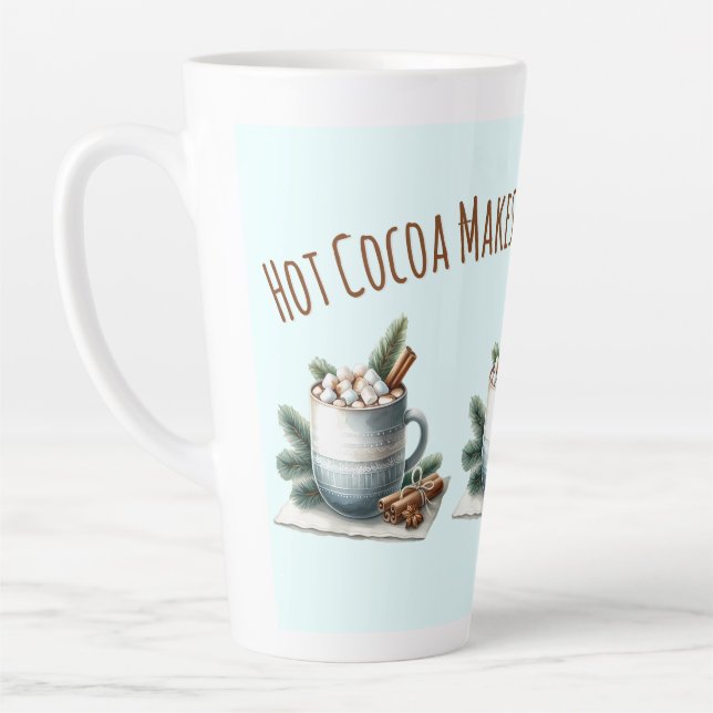 Cozy Winter Cocoa Marshmallow Scene Latte Mug (Left)