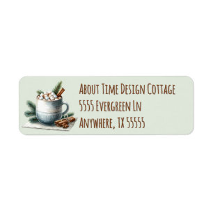 Cozy Winter Cocoa Marshmallow Scene Return Address Label