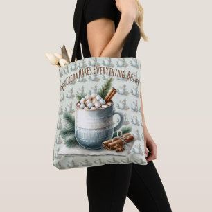 Cozy Winter Cocoa Marshmallow Scene Tote Bag