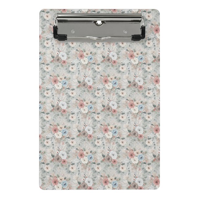 Cozy Winter Floral Pattern Mini Clipboard (Front)