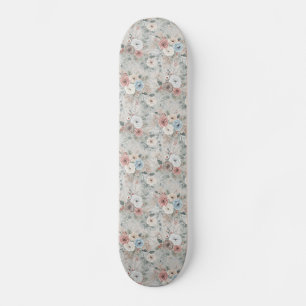 Cozy Winter Floral Pattern Skateboard