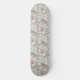 Cozy Winter Floral Pattern Skateboard