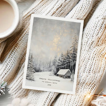 Cozy Winter Lanscape Christmas Holiday Card